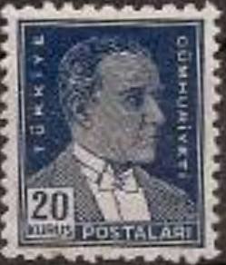 Stamp, Kemal Ataturk (thin paper), Turkey,  