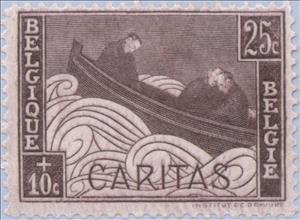 Stamp, Ship, Belgium,  , Ships, Healthcare, Rowing Boats, First World War, Tuberculosis / TBC