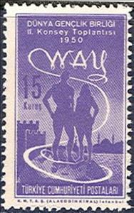 Stamp, Boy and Girl and Globe, Turkey,  