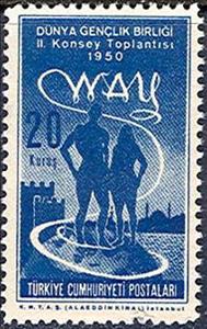 Stamp, Boy and Girl and Globe, Turkey,  