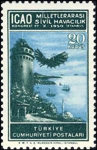 Stamp, Flight of Hezarfen Ahmet Celebi, 16th Century, Turkey,  