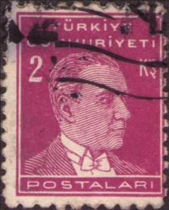 Stamp, Kemal Ataturk (thick, matt paper), Turkey,  