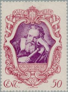 Stamp, Portrait of Galileo Galilei, Italy,  , Famous People, Commemoration, Astronomy, Astronomers