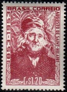 Stamp, Centenary of deth of the french writer and naturalist August, Brazil,  