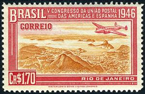 Stamp, 5th Congress of the postal union of Americas and Spain, Brazil,  , Philately, Aviation, Aircrafts