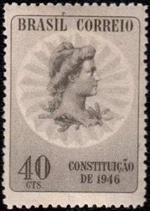 Stamp, Promulgation of the constitution of 1946, Brazil,  