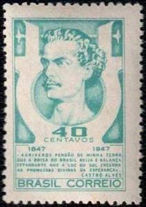 Stamp, Centenary of birth of the poet Antônio Castro Alves (1847-18, Brazil,  