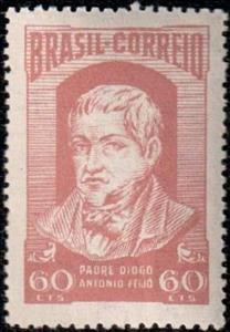 Stamp, Tribute to priest Diogo Antônio Feijo, Brazil,  