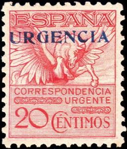 Stamp, Pegasus Overprint , Spain,  