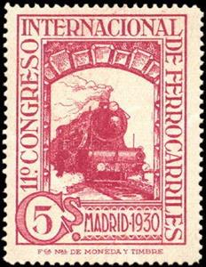 Stamp, International Railway Congress, Spain,  , Railways, Steam Traction