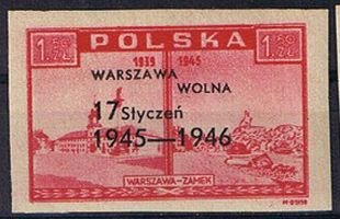 Warsaw Castle,overprinted in black