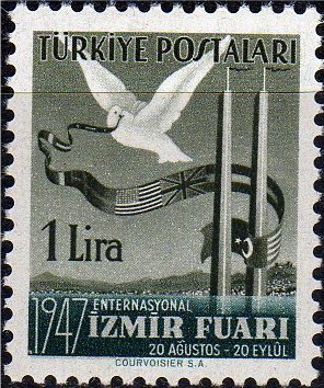 Stamp, Dove and Flag Decorated Banderol, Turkey,  