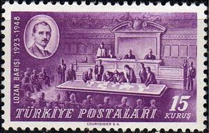 Stamp, President Ismet Inonu and Lausanne Conference, Turkey,  