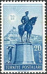 Stamp, Statue of Kemal Ataturk, Ankara, Turkey,  