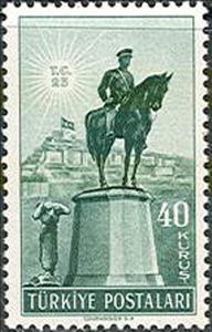 Stamp, Statue of Kemal Ataturk, Ankara, Turkey,  