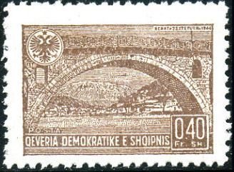 Stamp, Berat Bridge, 22/10/1943, Albania,  , Landscapes