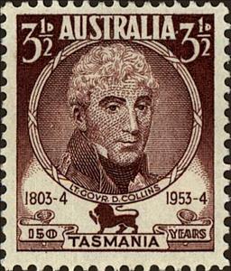 Stamp, Lt-gov Collins, Australia,  