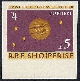 Stamp, Jupiter, Albania,  , Planets, Sun