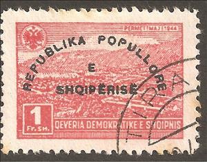 Stamp, Reissue of No. 383 with Overprint, Albania,  , Landscapes