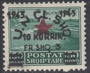Stamp, No. 223 with Overprint in two Colours, Albania,  , Army