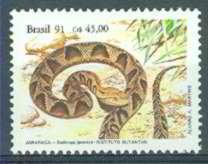 Stamp, Jararaca (Bothrops jararaca), Brazil,  , Reptiles, Snakes, Animals (Fauna)