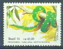 Stamp, Emerald Tree Boa (Corallius caninus), Brazil,  , Reptiles, Snakes, Animals (Fauna)