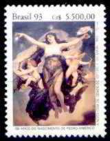Stamp, 150 years Born Pedro Américo, Brazil,  , Paintings, Painters, Nudes