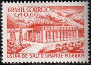 Stamp, Inauguration of the hydroelectric power plant of Salto Grand, Brazil,  