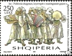 Stamp, Isopolyphonic instrumental, Albania,  , Music, Musical Instruments, Folklore