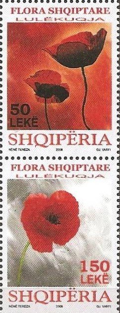 Stamp, Pair with No. 3259-60, Albania,  , Flowers