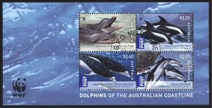 Souvenir Sheet, WWF – Dolphins of the Australian Coastline, Australia,  , Mammals, WWF, Sea (Marine) Mammals, Dolphins, Animals (Fauna)