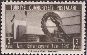 Stamp, Sculpture in front of Fair Building, Turkey,  
