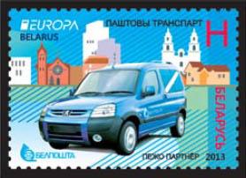 Stamp, The postman van. Peugeot Partner , Belarus,  