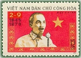 Ho Chi Minh at the microphone