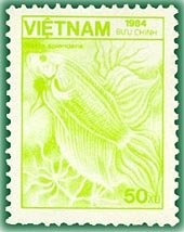 Stamp, Siamese Fighting Fish (Betta splendens), Vietnam,  , Fishes