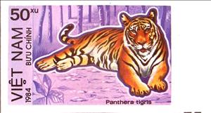 Stamp, Tiger (Panthera tigris) - Imperforated, Vietnam,  , Mammals, Tigers, Animals (Fauna)