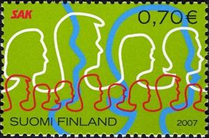 Stamp, Centenary of Central Organisation of Finnish Trade Unions, Finland,  