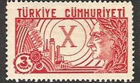 Stamp, Parliament Buildings and Portrait of Ataturk, Turkey,  