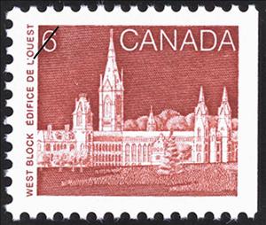 Stamp, Parliament West Block - right imperf, Canada,  , Parliaments, Buildings