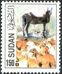Stamp, Domestic Sheep (Ovis ammon aries), Donkey (Equus asinus asin, Sudan,  