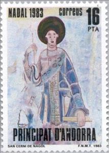 Stamp, Fresco, Andorra, Spanish Administration,  , Christmas, Saints, Frescos