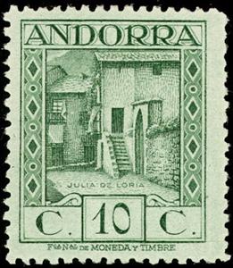 Stamp, S. Julia de Loria, Andorra, Spanish Administration,  , Houses, Buildings