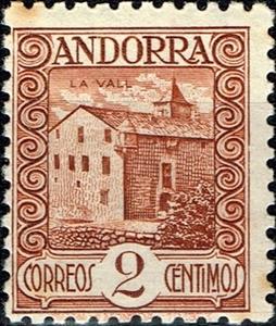 Stamp, Andorra la Vella, Andorra, Spanish Administration,  , City Halls, Buildings