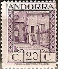 Stamp, Sant Julià de Lòria, Andorra, Spanish Administration,  , Houses, Buildings