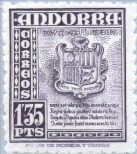 Stamp, Local motics, Andorra, Spanish Administration,  , Coats of Arms