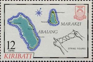 Stamp, Abalang,Marakel Islands, Kiribati,  , Maps