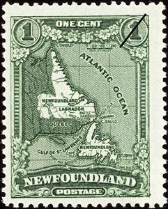 Stamp, Map of Newfoundlant, Newfoundland,  