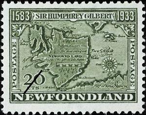 Stamp, Map of Newfoundlant, Newfoundland,  