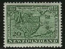 Stamp, Map of Newfoundlant, Newfoundland,  