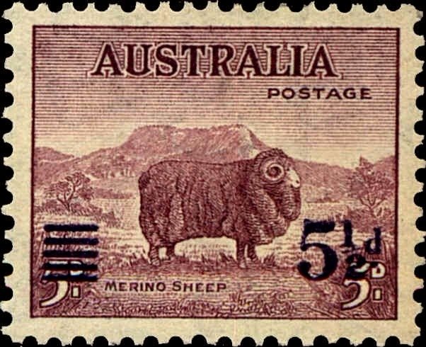 Merino Sheep, overprinted with new Value